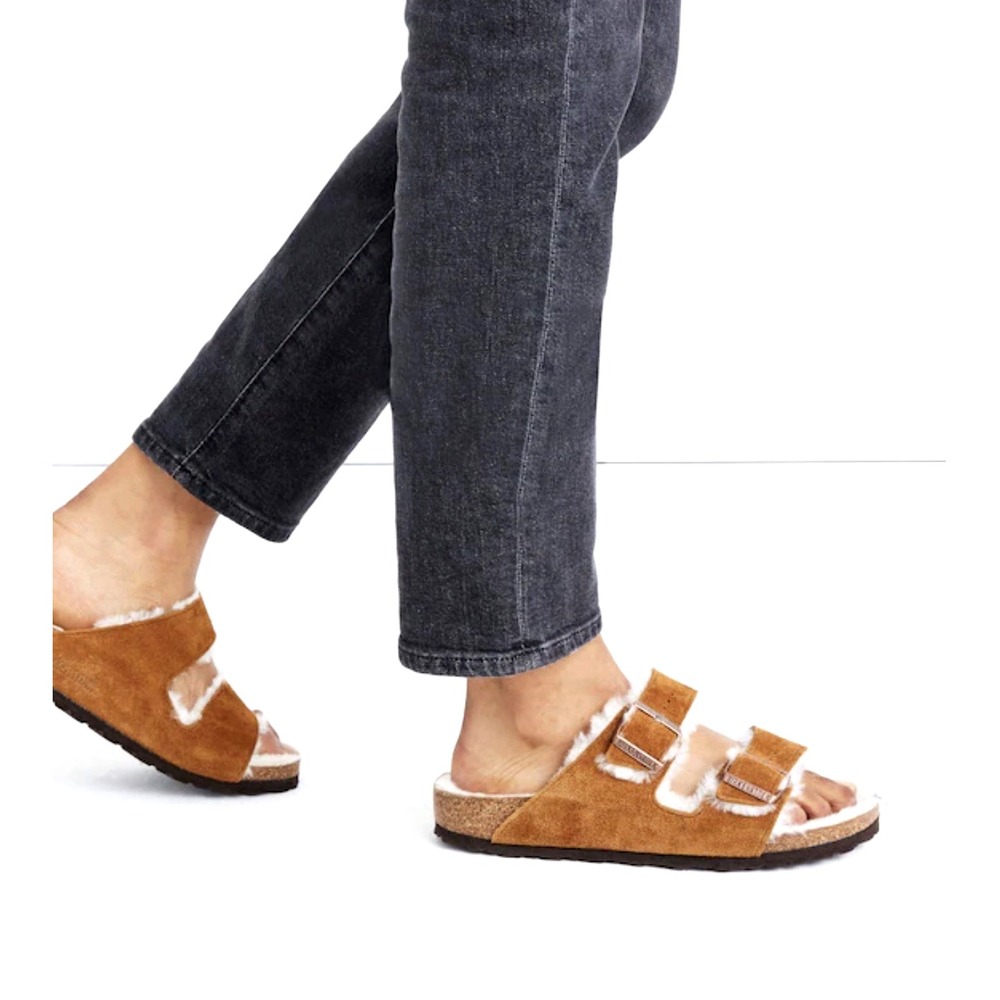 NEW! Birkenstock Arizona Shearling Mink Sandals SZ 38 (7-7.5)